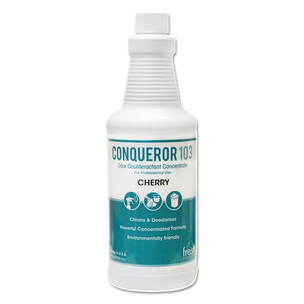 Fresh Products Conqueror 103 Odor Counteractant Concentrate, Cherry, 32 oz Btl, PK12 12-32WB-CH